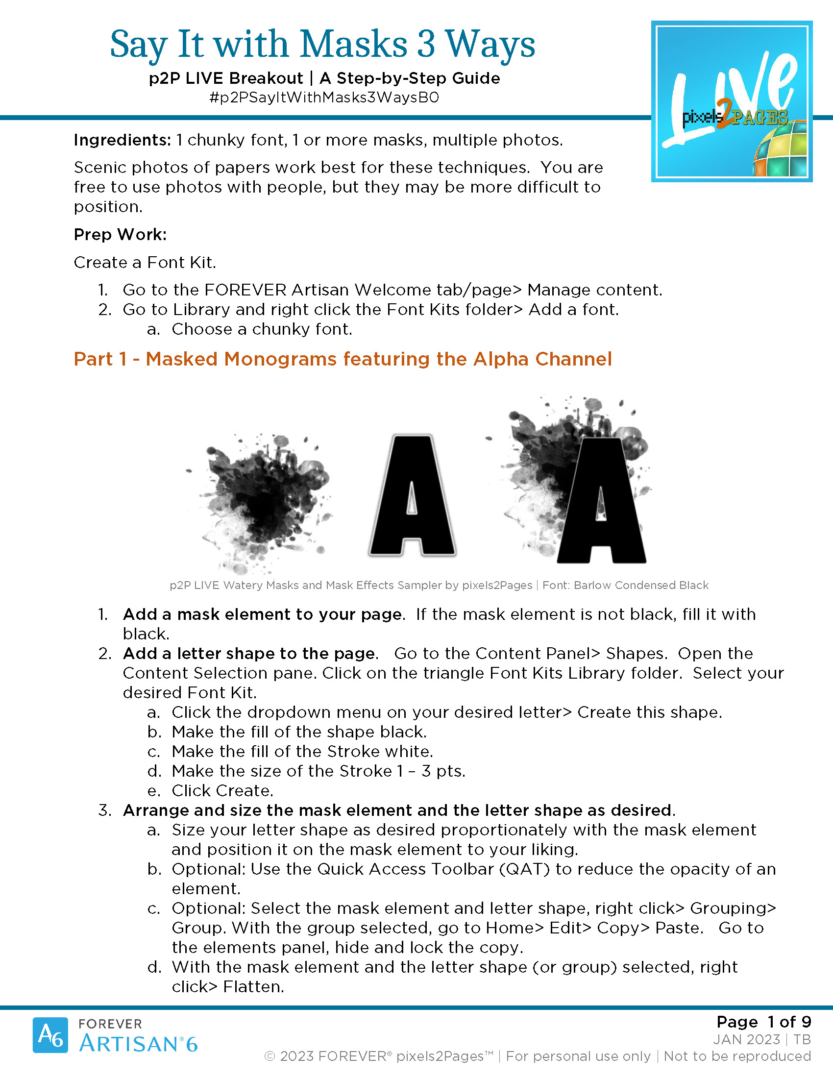 pixels2Pages p2P LIVE Breakout SAY IT WITH MASKS 3 WAYS